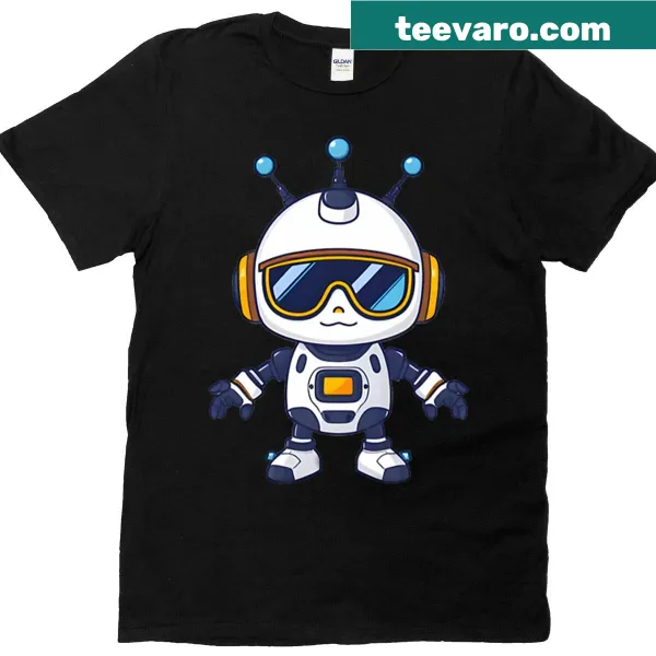Adorable robot wearing sunglasses graphic on kids t-shirt