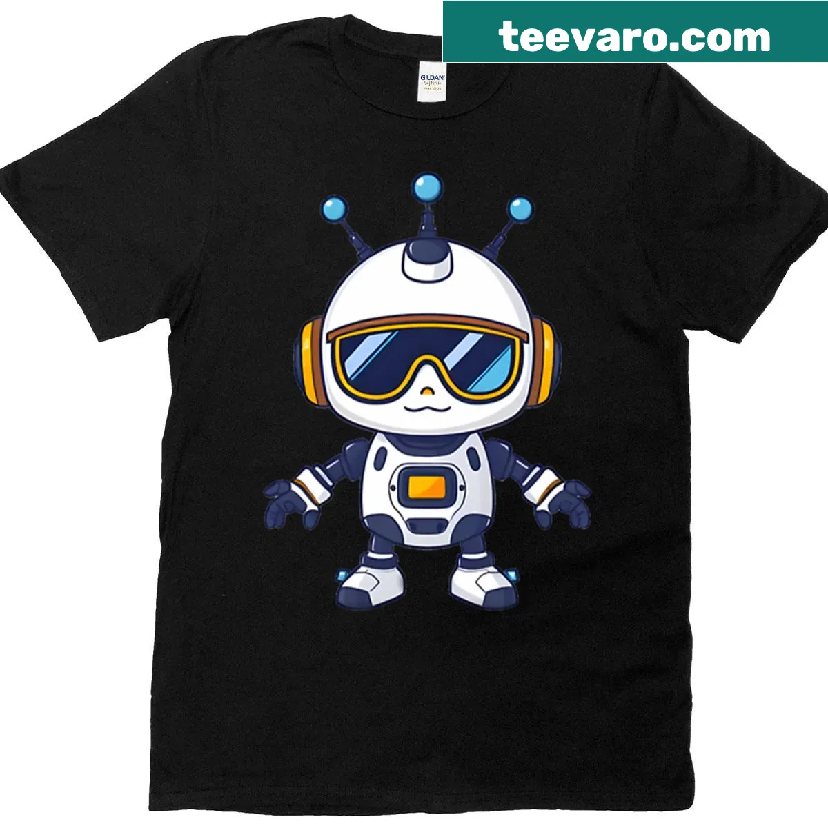 Adorable robot wearing sunglasses graphic on kids t-shirt — on a men's t-shirt