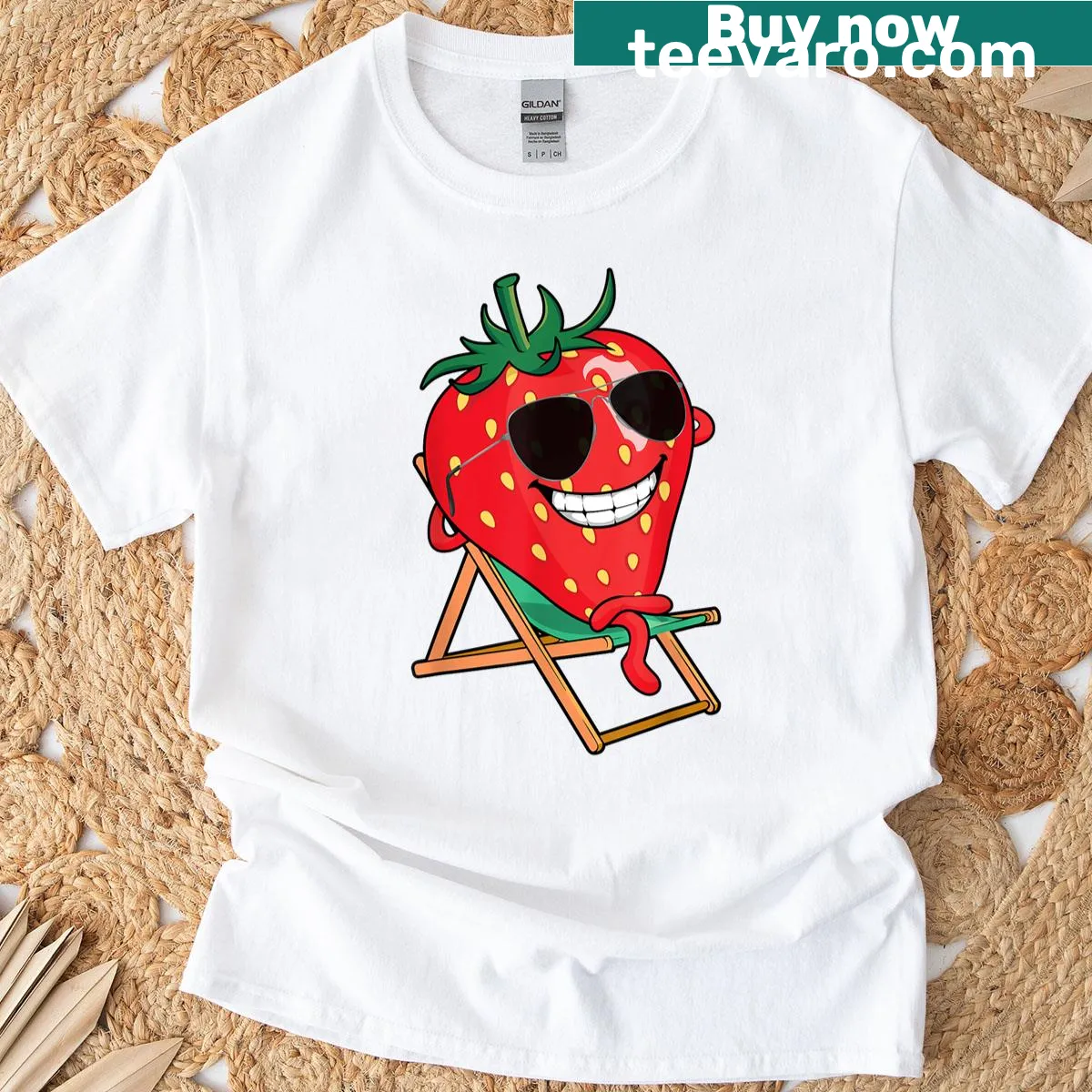 Charming strawberry graphic on a cute T-shirt — on a men's t-shirt
