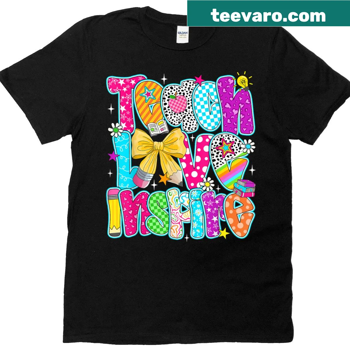 Teacher T-shirt with the phrase 'Teach, Love, Inspire' — on a men's t-shirt