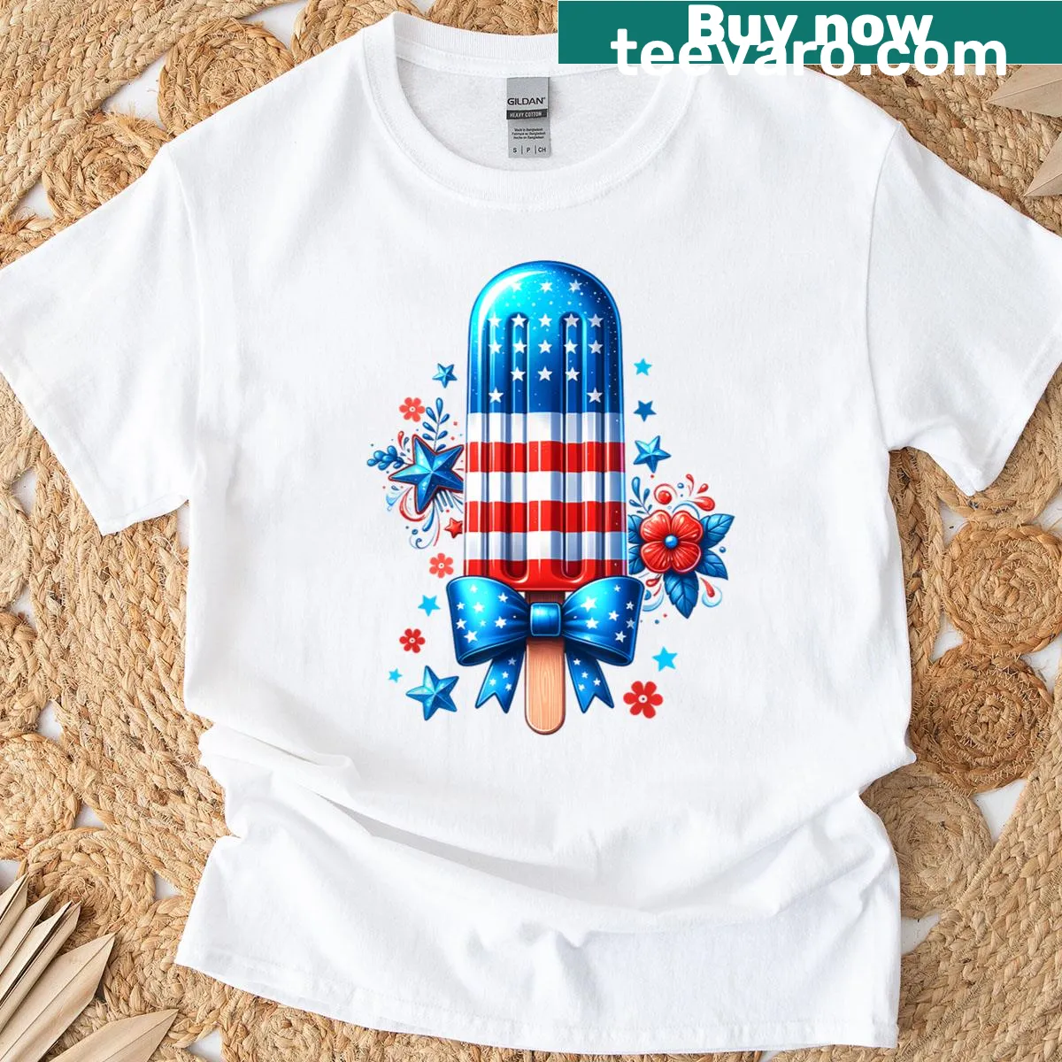 Cute ice cream design with stars and fireworks T-shirt — on a men's t-shirt