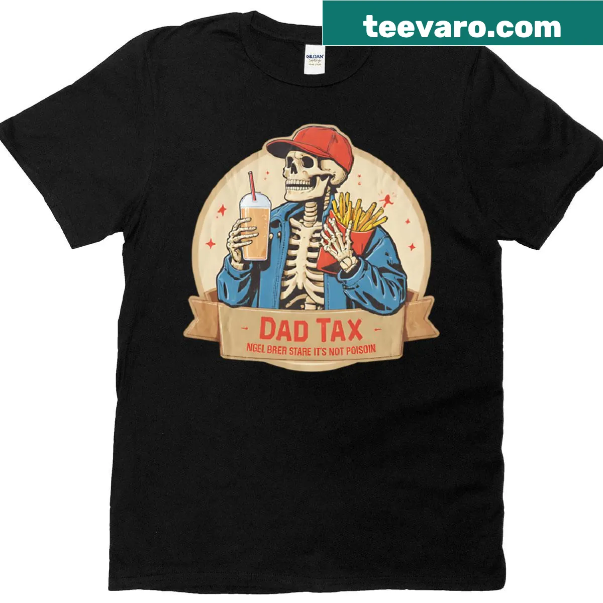 Streetwear style t-shirt featuring the phrase 'Dad Tax' in bold typography — on a men's t-shirt