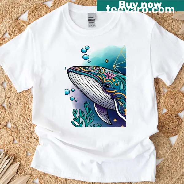 Whale tattoo art design on a T-shirt