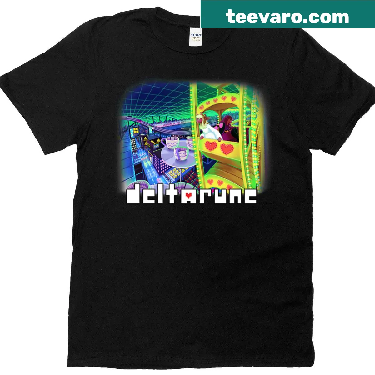 Deltarune-themed T-shirt with a ferris wheel design from Chapter 2. — on a men's t-shirt