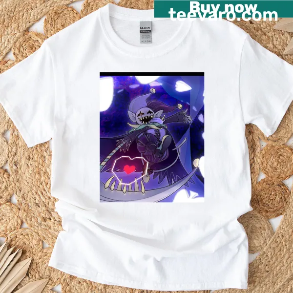 Graphic featuring Jevil from Deltarune on a t-shirt