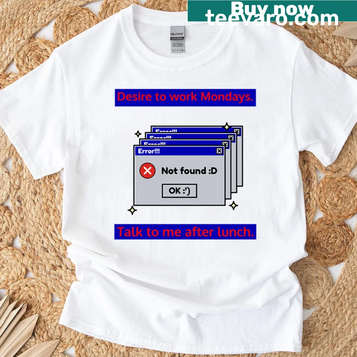 Funny T-shirt about the desire to work on Mondays — on a men's t-shirt
