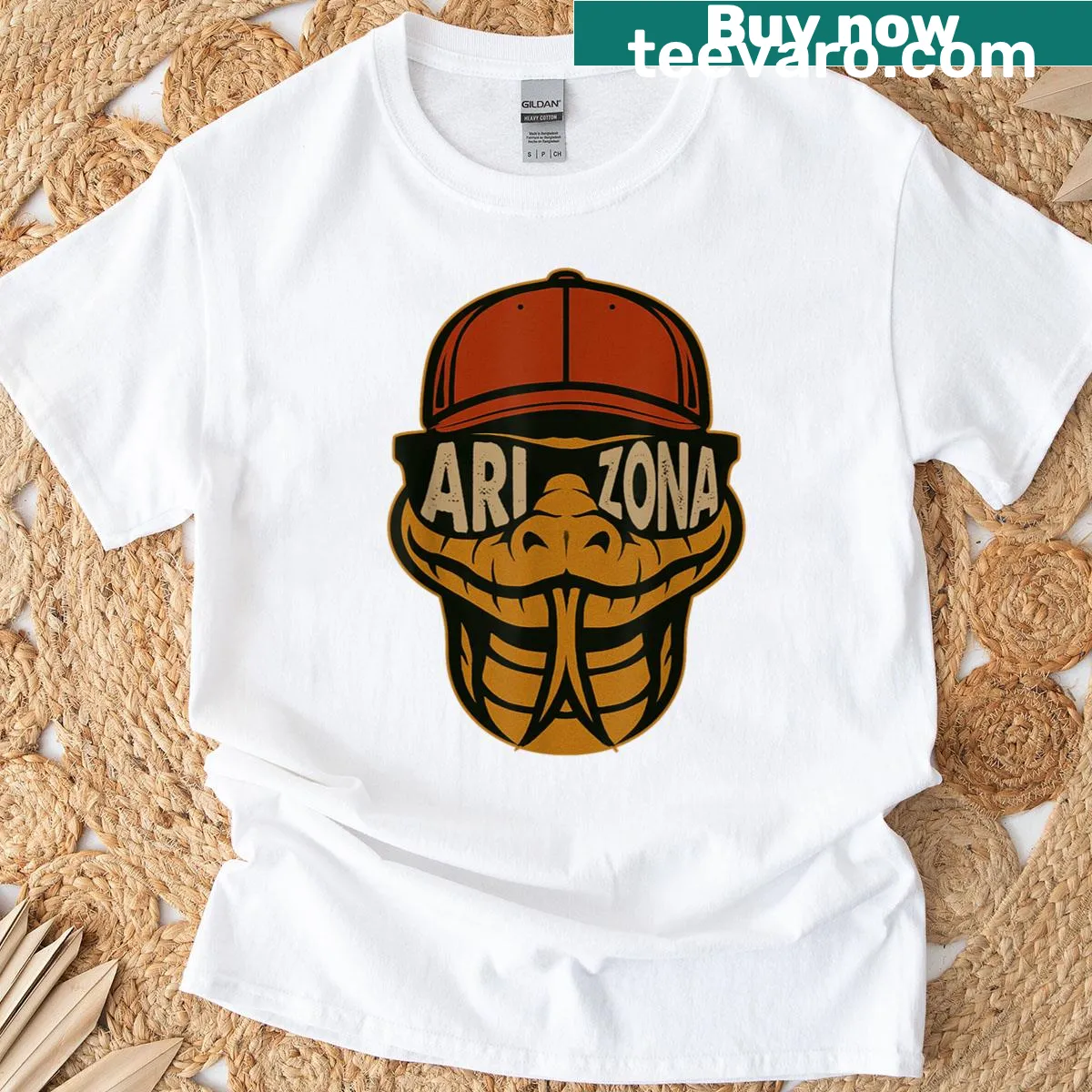 Vintage style t-shirt featuring a diamondback snake and name graphic. — on a men's t-shirt