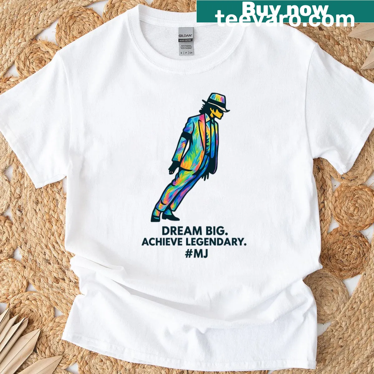 Inspirational t-shirt with the phrase 'Dream Big Achieve Legendary' — on a men's t-shirt