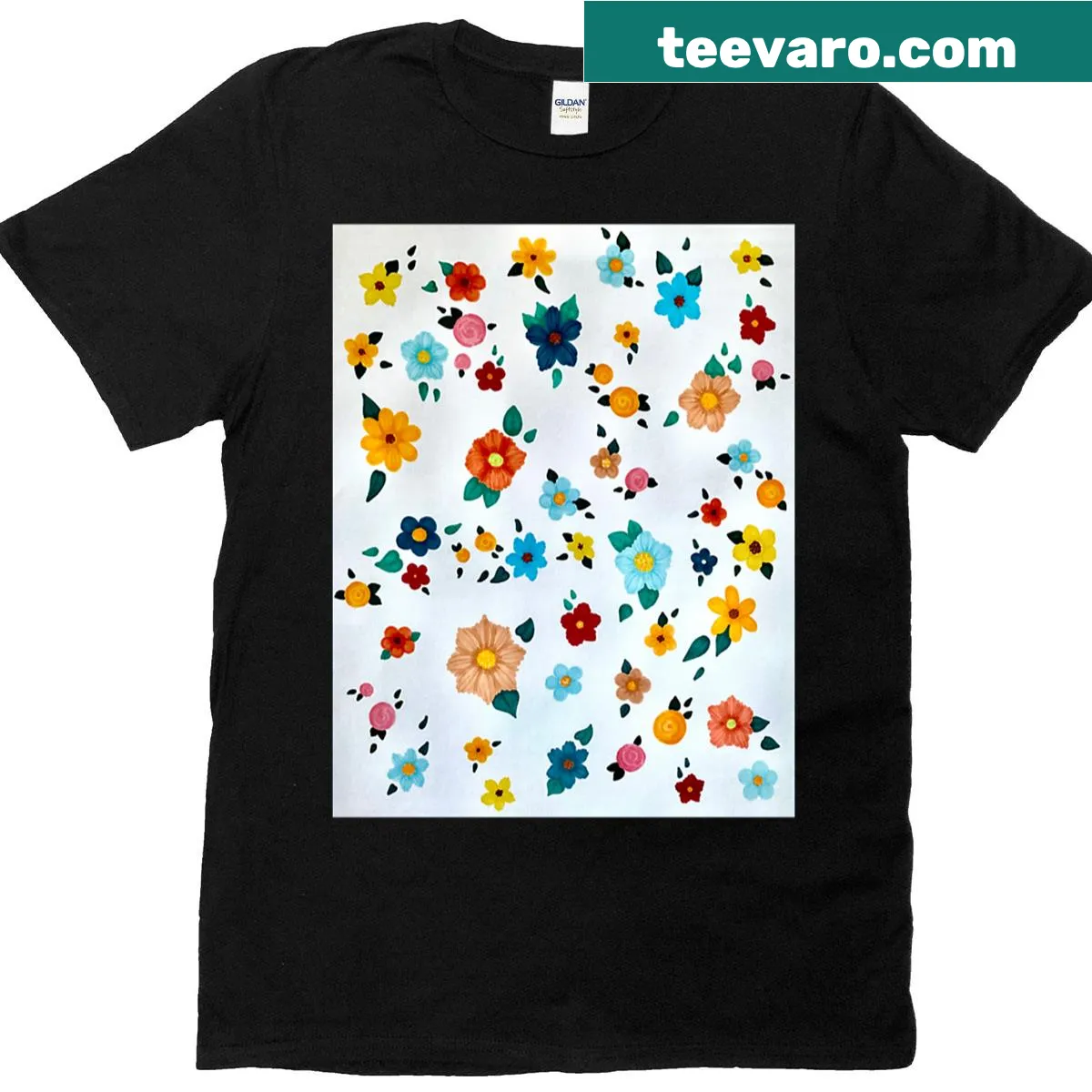 Floral T-shirt featuring an illustration of dusty, delicate flowers — on a men's t-shirt