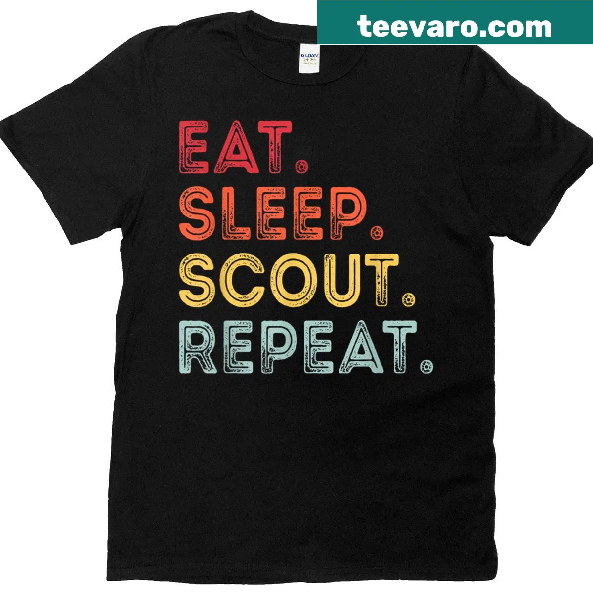 Vintage style Eat Sleep Scout Repeat t-shirt — on a men's t-shirt