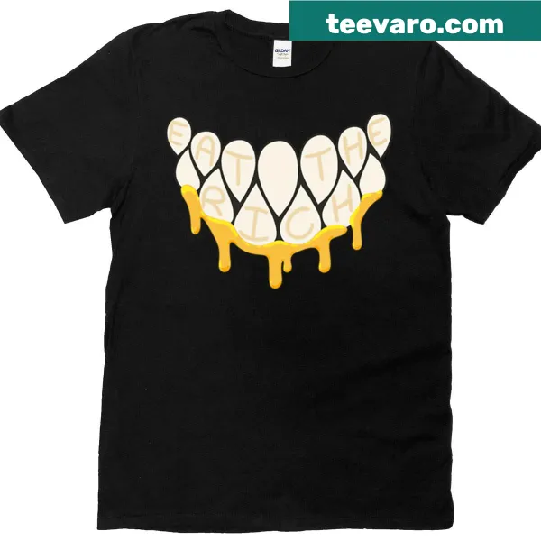 Bold Eat The Rich slogan t-shirt designed for social commentary.