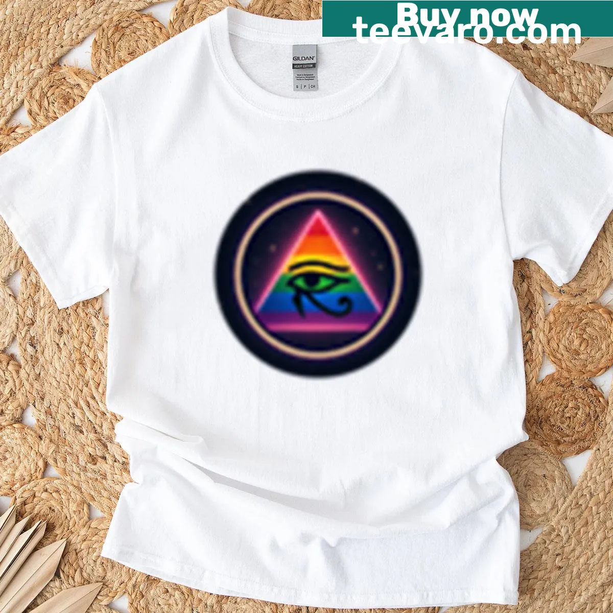 Illustrative T-shirt featuring a bold eye design symbolizing strength. — on a men's t-shirt