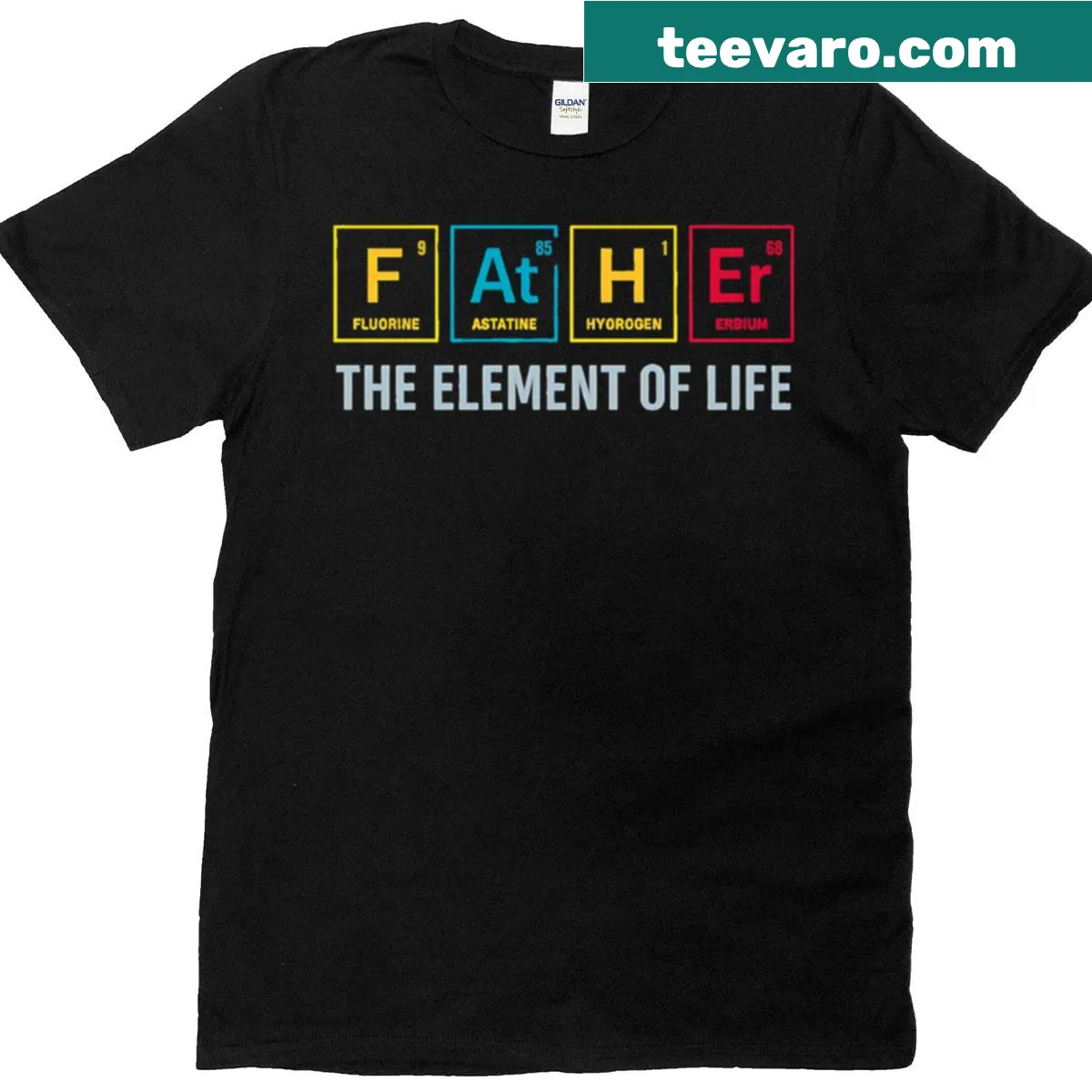 T-shirt stating 'Father The Element Of Life' in bold typography — on a men's t-shirt