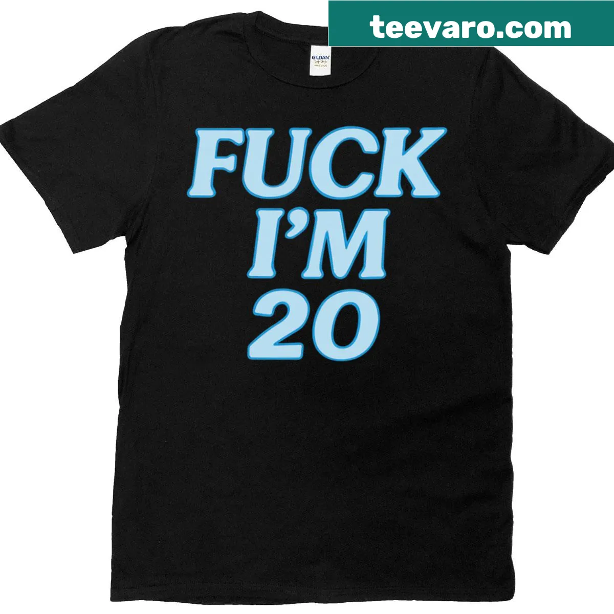 Bold text 'Fk I'm 20' in Y2K hip hop style — on a men's t-shirt