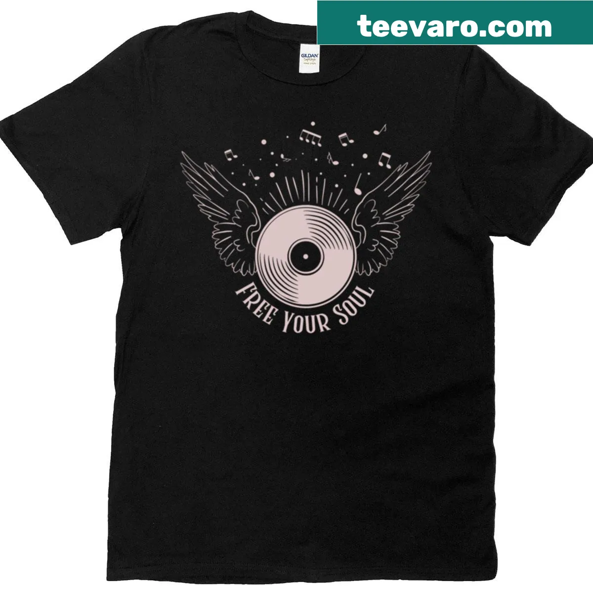 Inspirational 'Free Your Soul' text graphic on a t-shirt. — on a men's t-shirt