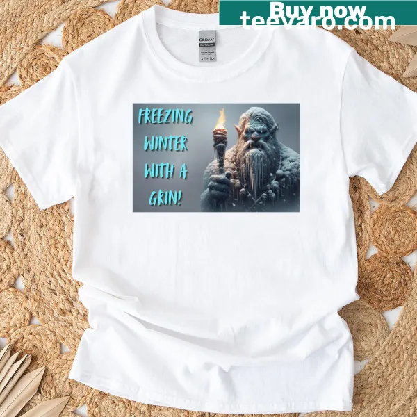 Whimsical T-shirt depicting a cheerful grin for winter