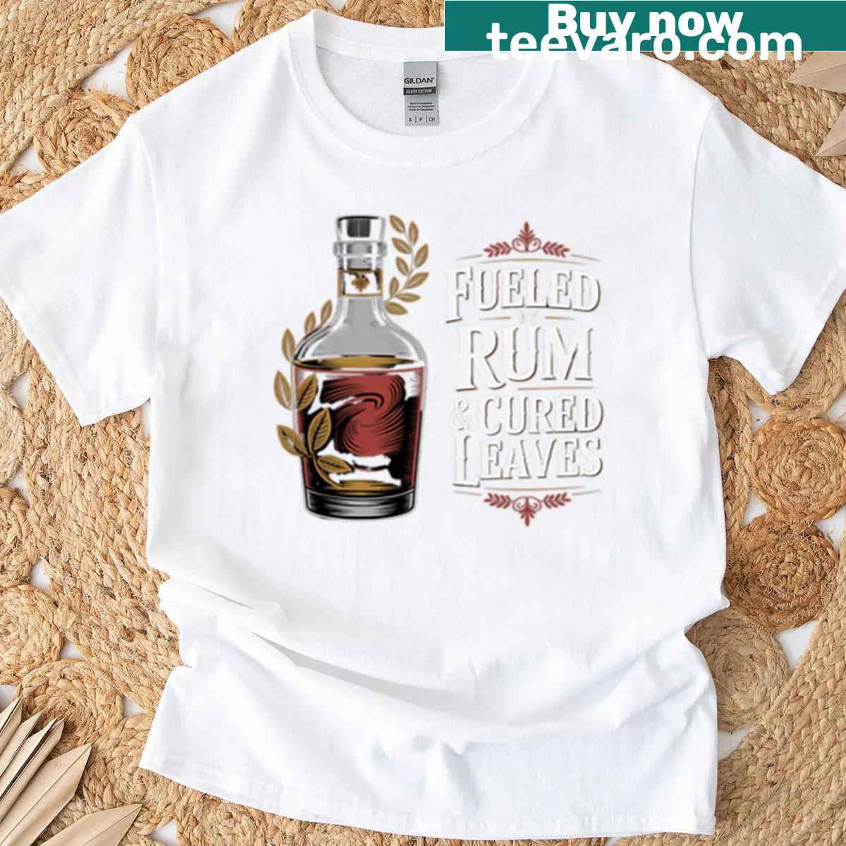 Vintage whiskey and cigar graphic T-shirt — on a men's t-shirt