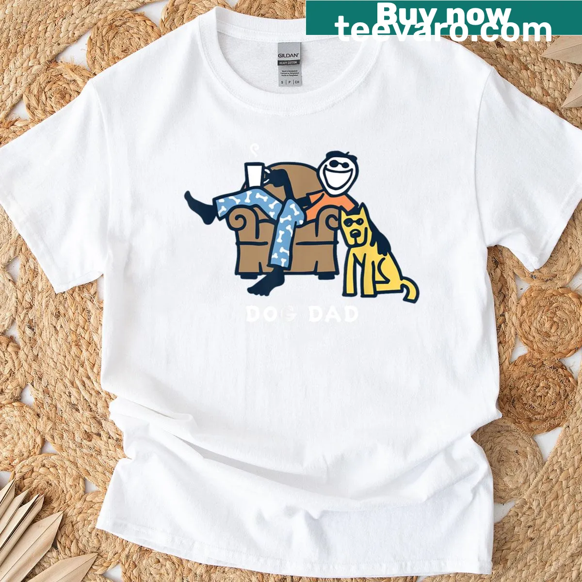 Humorous 'Dog Dad' graphic T-shirt for pet lovers. — on a men's t-shirt