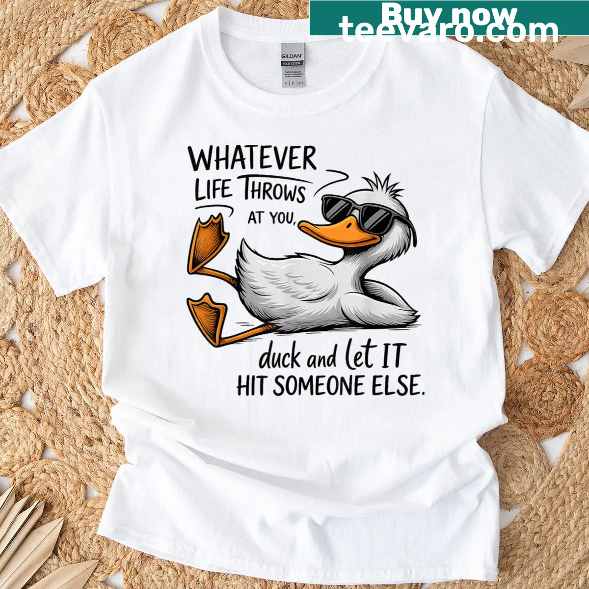 Humorous duck-themed quote T-shirt for all ages — on a men's t-shirt
