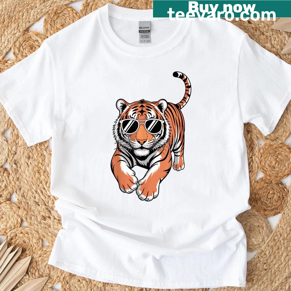 Humorous tiger graphic on a casual tee for animal lovers — on a men's t-shirt