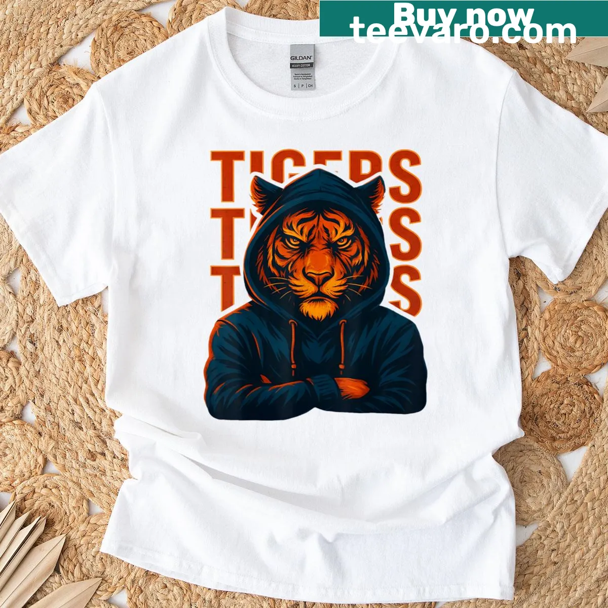 Retro tiger names graphic T-shirt for big cat lovers — on a men's t-shirt