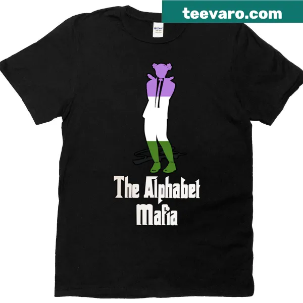 Genderqueer pride flag t-shirt with a character design