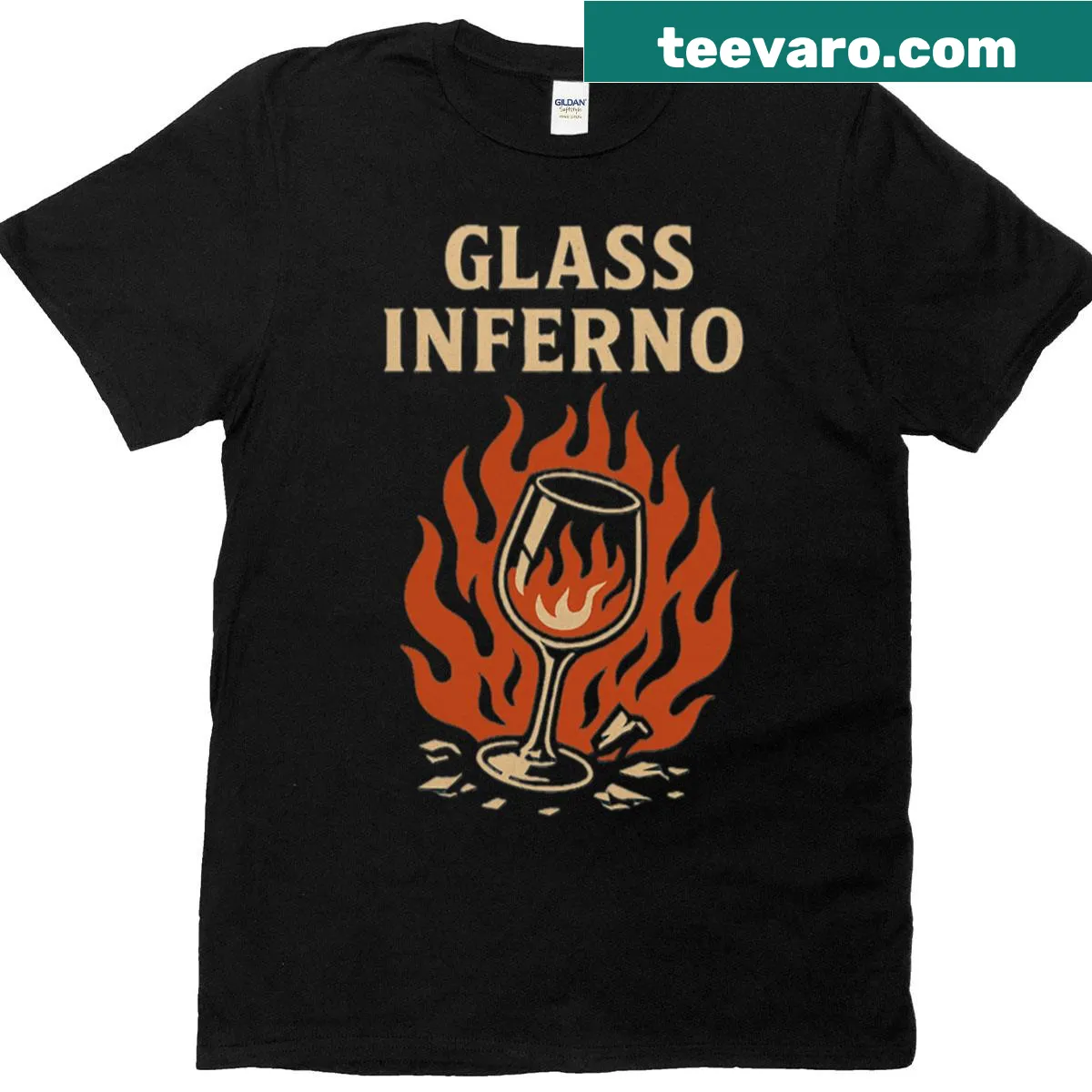 Abstract glass and flame design on a T-shirt — on a men's t-shirt
