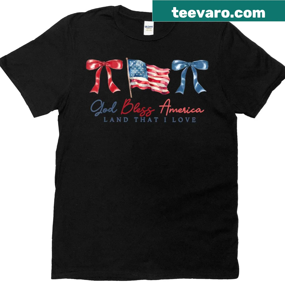 Patriotic Christian design with coquette bow on a T-shirt — on a men's t-shirt