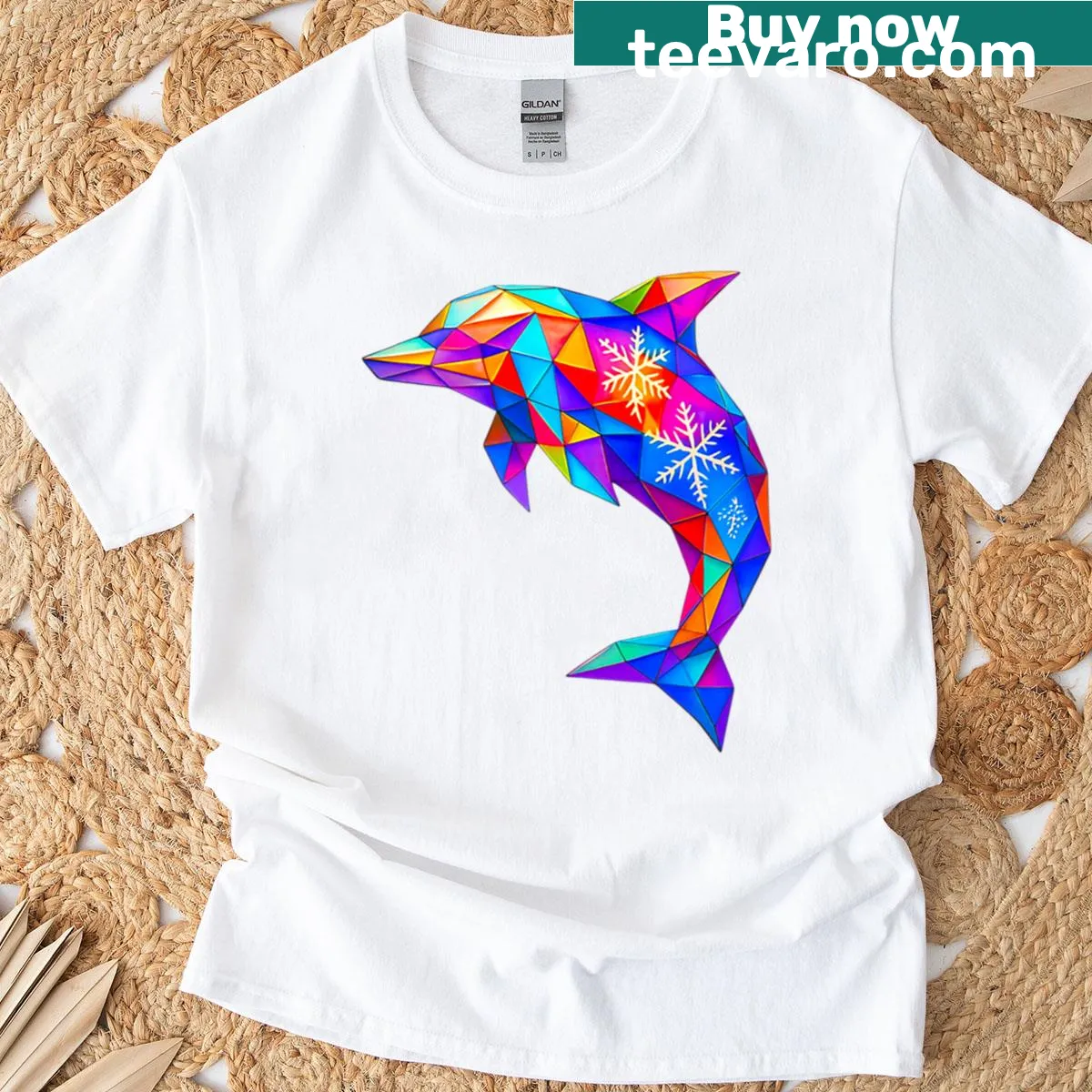 Dolphin illustration T-shirt showcasing ocean wildlife art — on a men's t-shirt