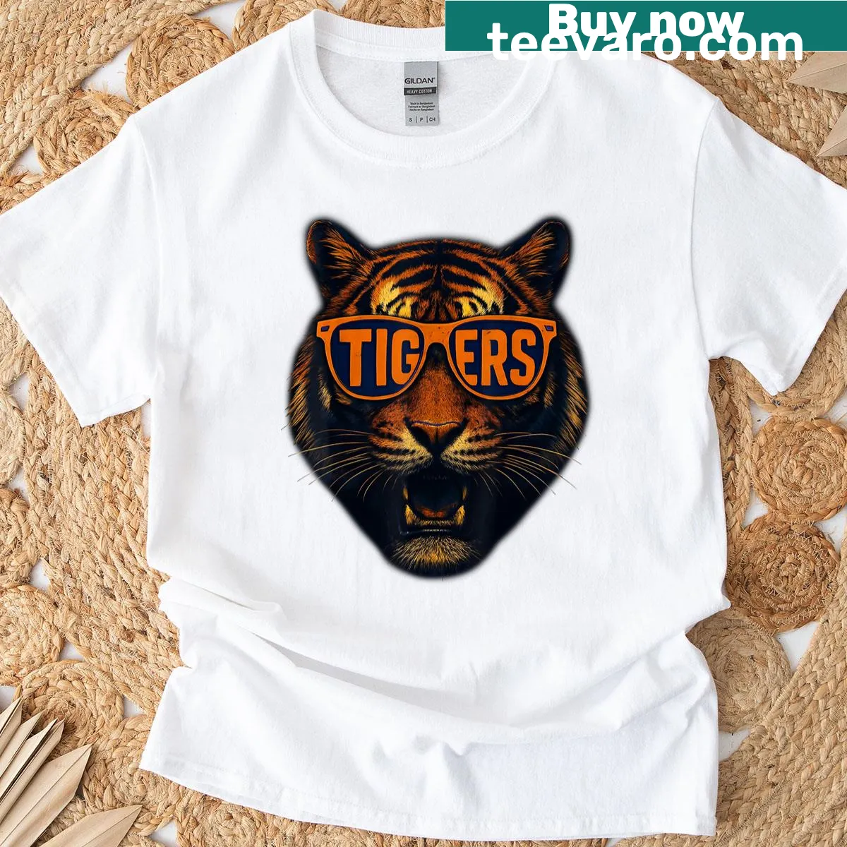Retro T-shirt featuring tigers and their names in nostalgic design — on a men's t-shirt