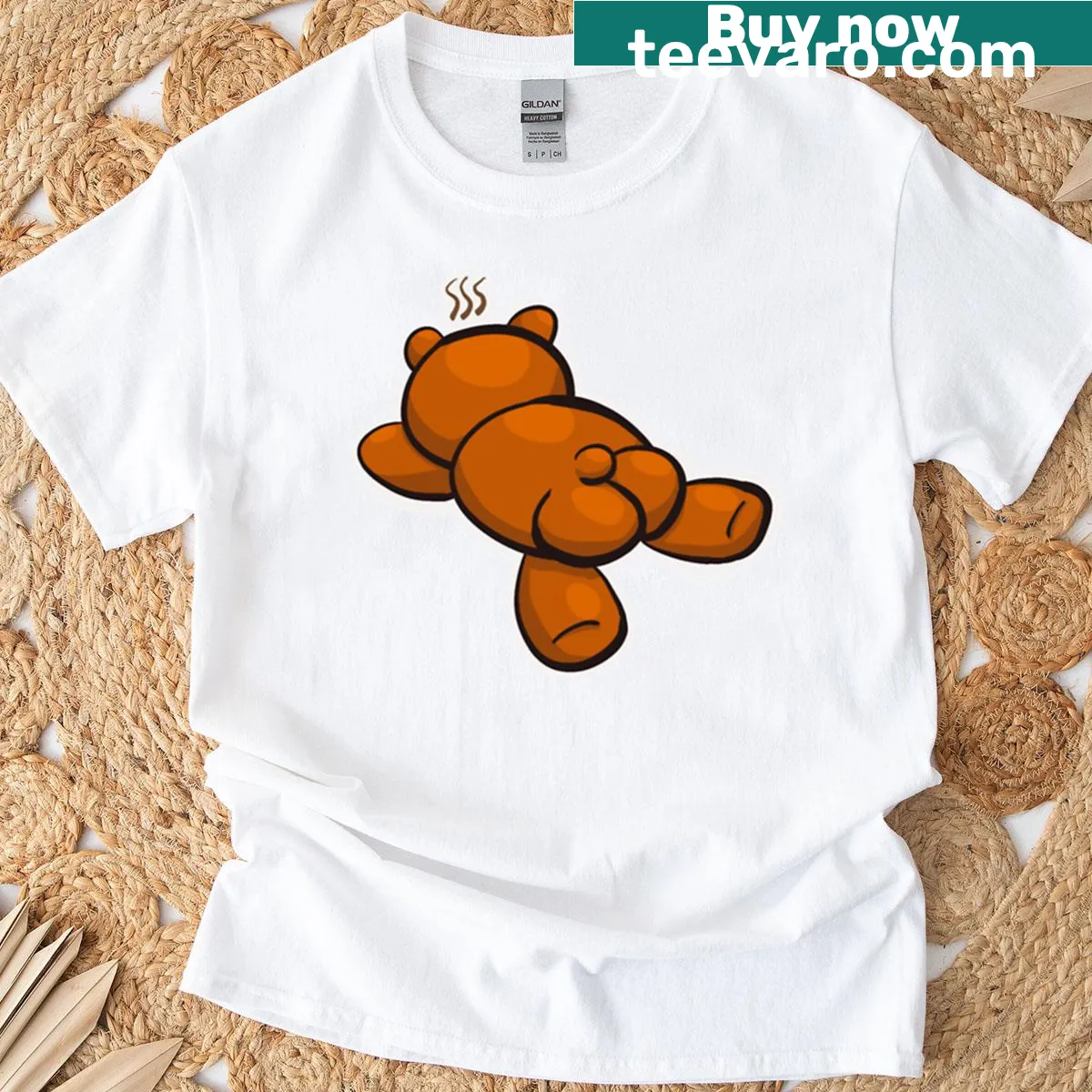 Cartoon grumpy bear illustration on a T-shirt — on a men's t-shirt