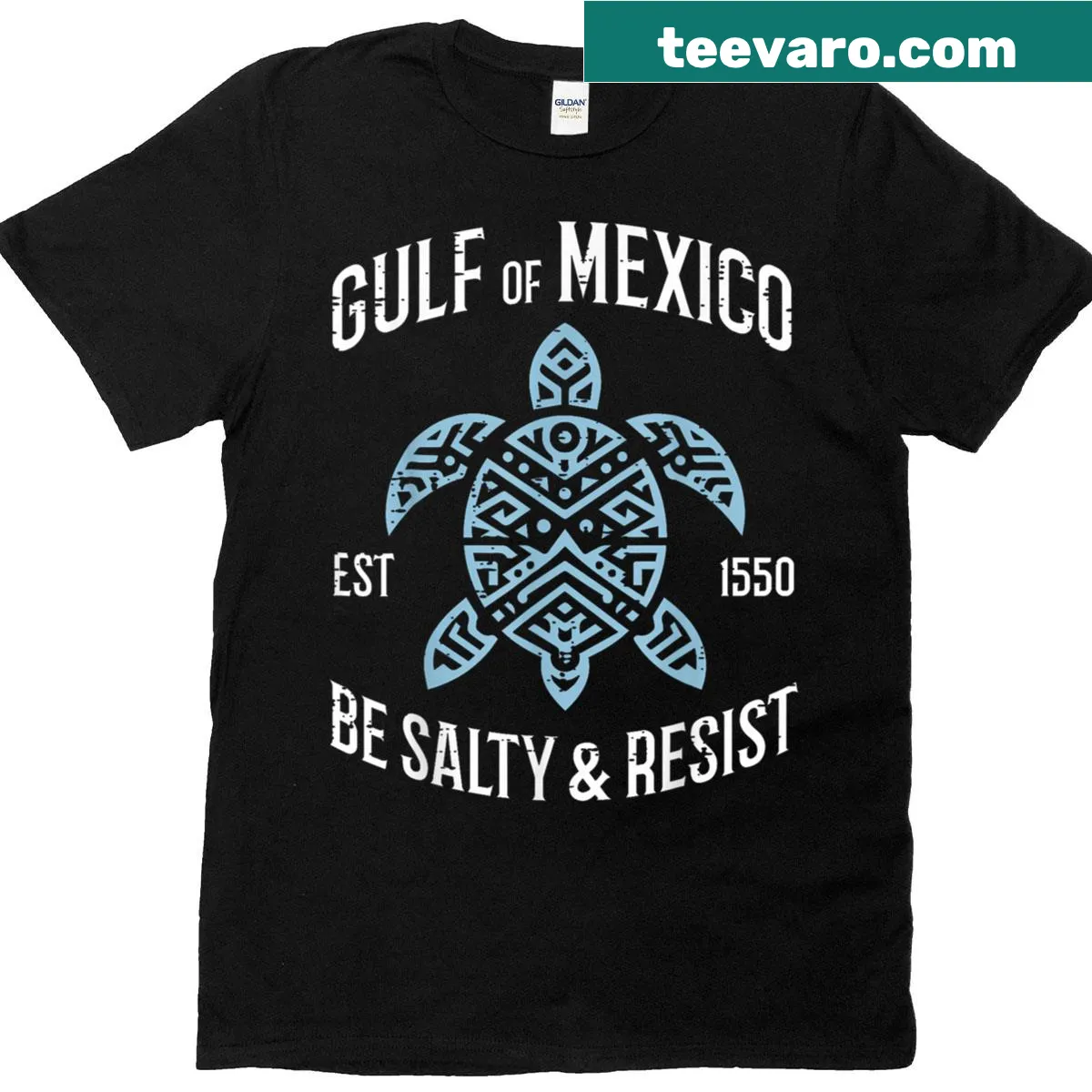 Empowering resistance-themed t-shirt with Gulf of Mexico graphic — on a men's t-shirt