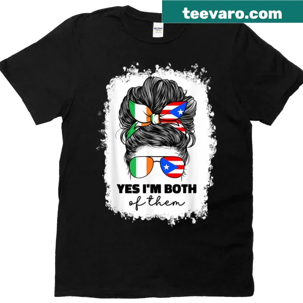 Cultural T-shirt showcasing the phrase 'Half Irish And Puerto Rican' with Ireland flag