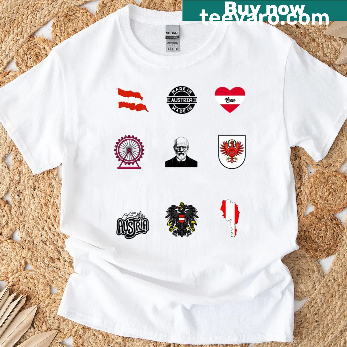 T-shirt with 'I Love Austria' text celebrating the country — on a men's t-shirt