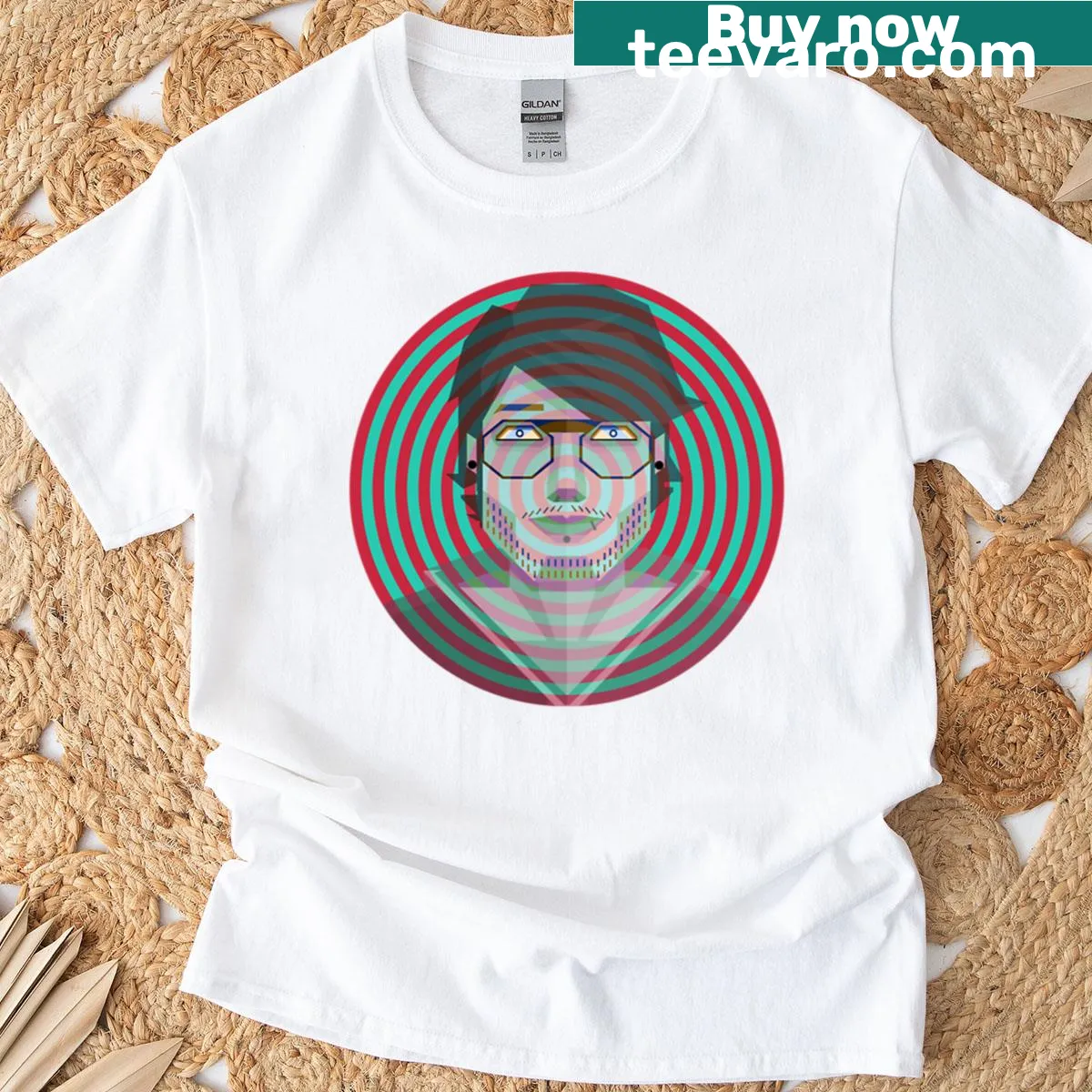 Designer self-portrait T-shirt with a unique artistic graphic — on a men's t-shirt
