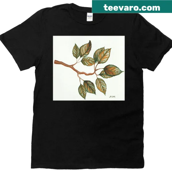 T-shirt featuring illustrations of autumn leaves for seasonal wear