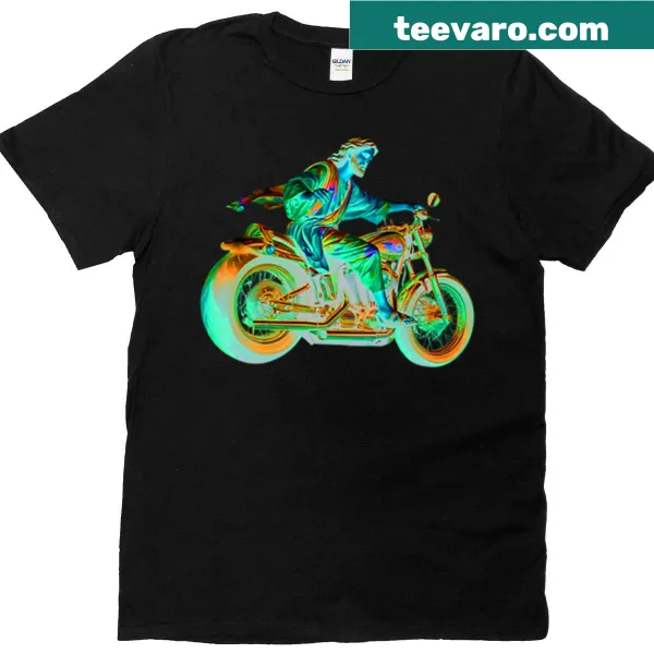 Illustration of Jesus on a motorcycle in a creative design