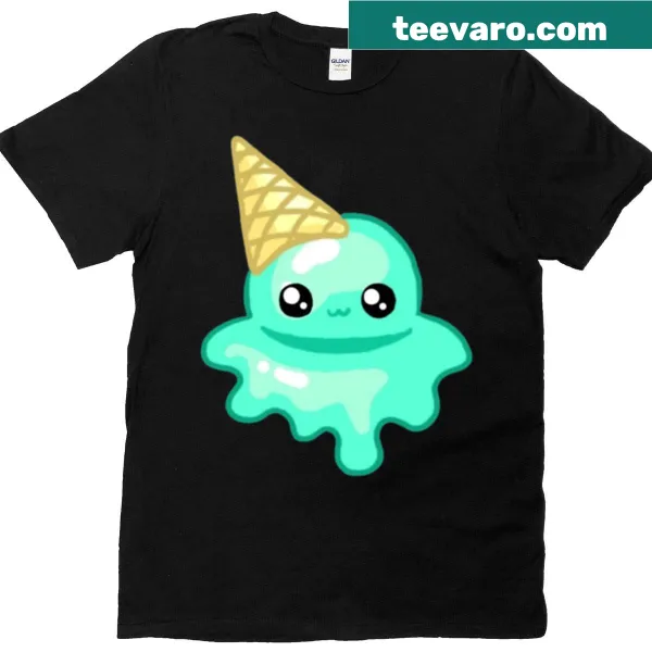 Cute teal ice cream cone graphic on a kawaii T-shirt