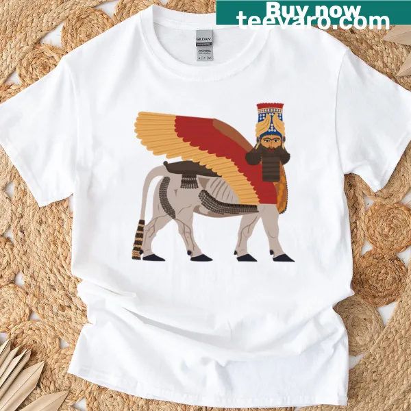 Illustration of a Lamassu on a T-shirt