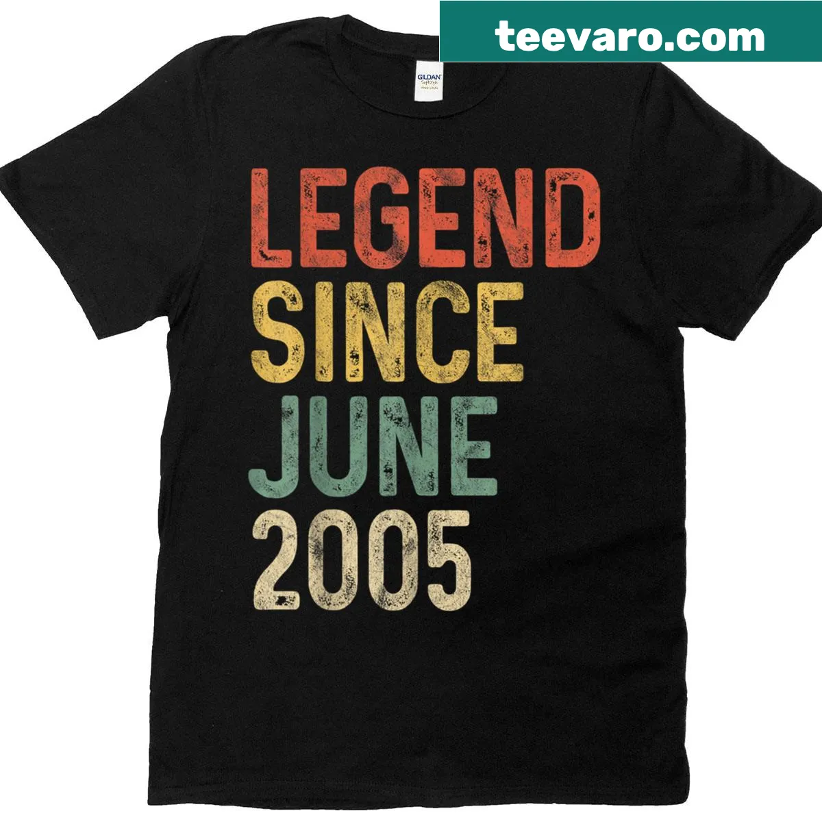 T-shirt for the 20th birthday featuring 'Legend' and 2005 text. — on a men's t-shirt