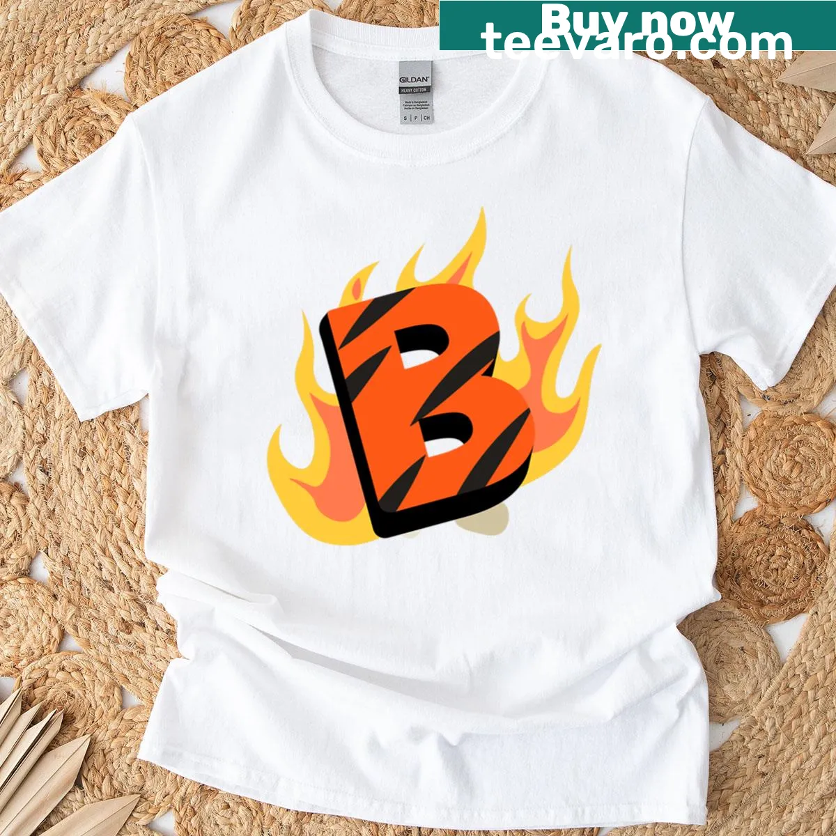 Minimalist t-shirt featuring a bold letter B design — on a men's t-shirt