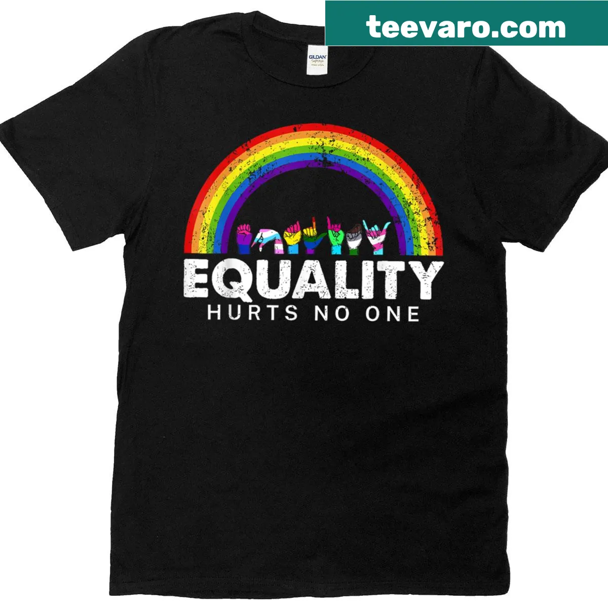 T-shirt promoting LGBT equality with a human rights message. — on a men's t-shirt
