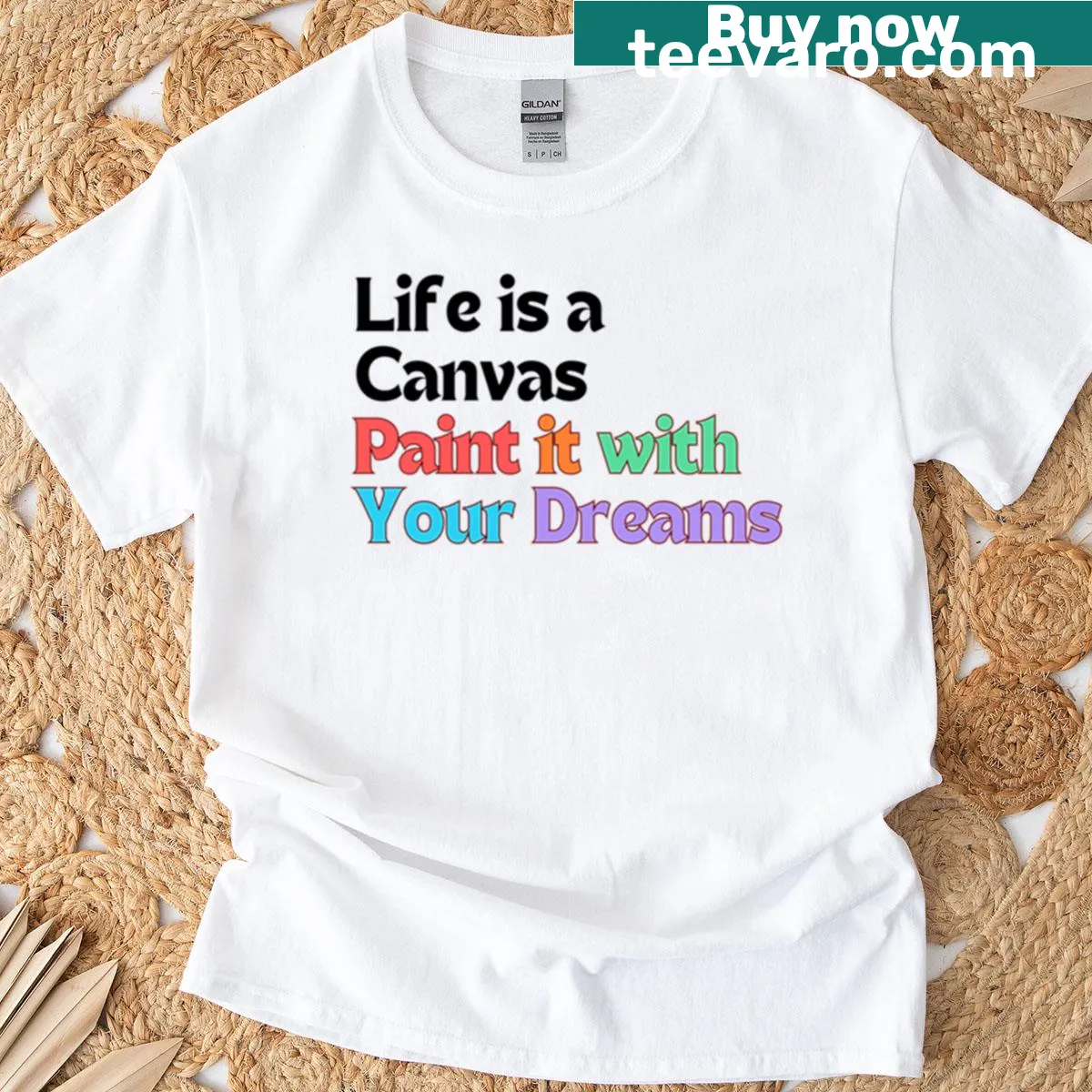 Inspirational quote shirt with artistic script design — on a men's t-shirt