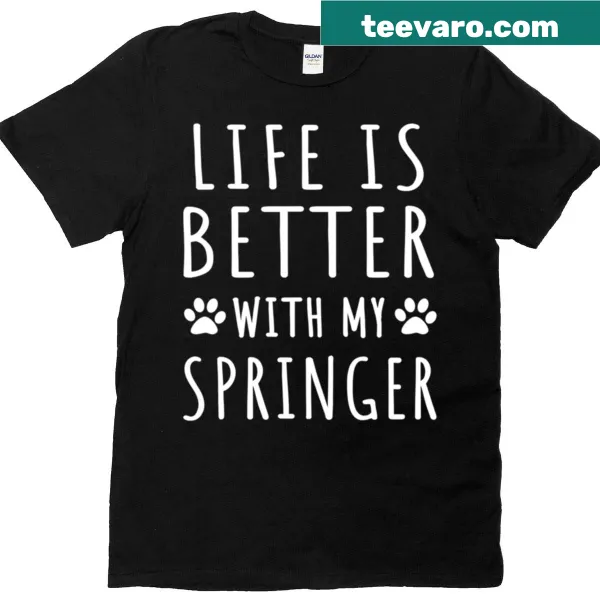 Springer Spaniel graphic with text on a dog owner t-shirt