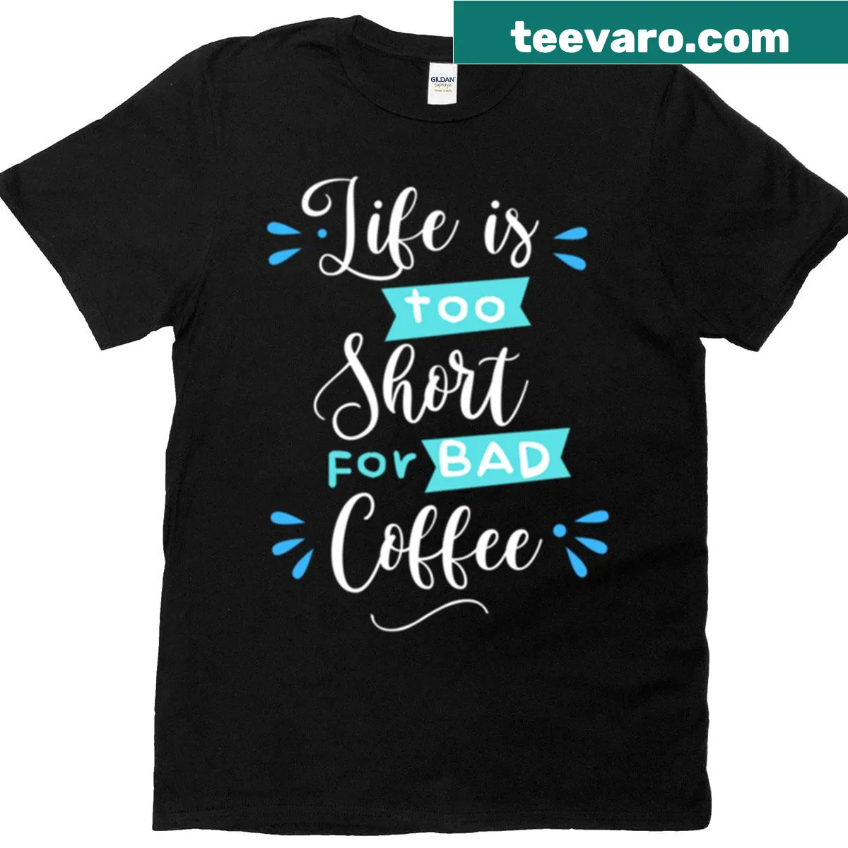 Funny coffee-themed t-shirt with bold text design — on a men's t-shirt