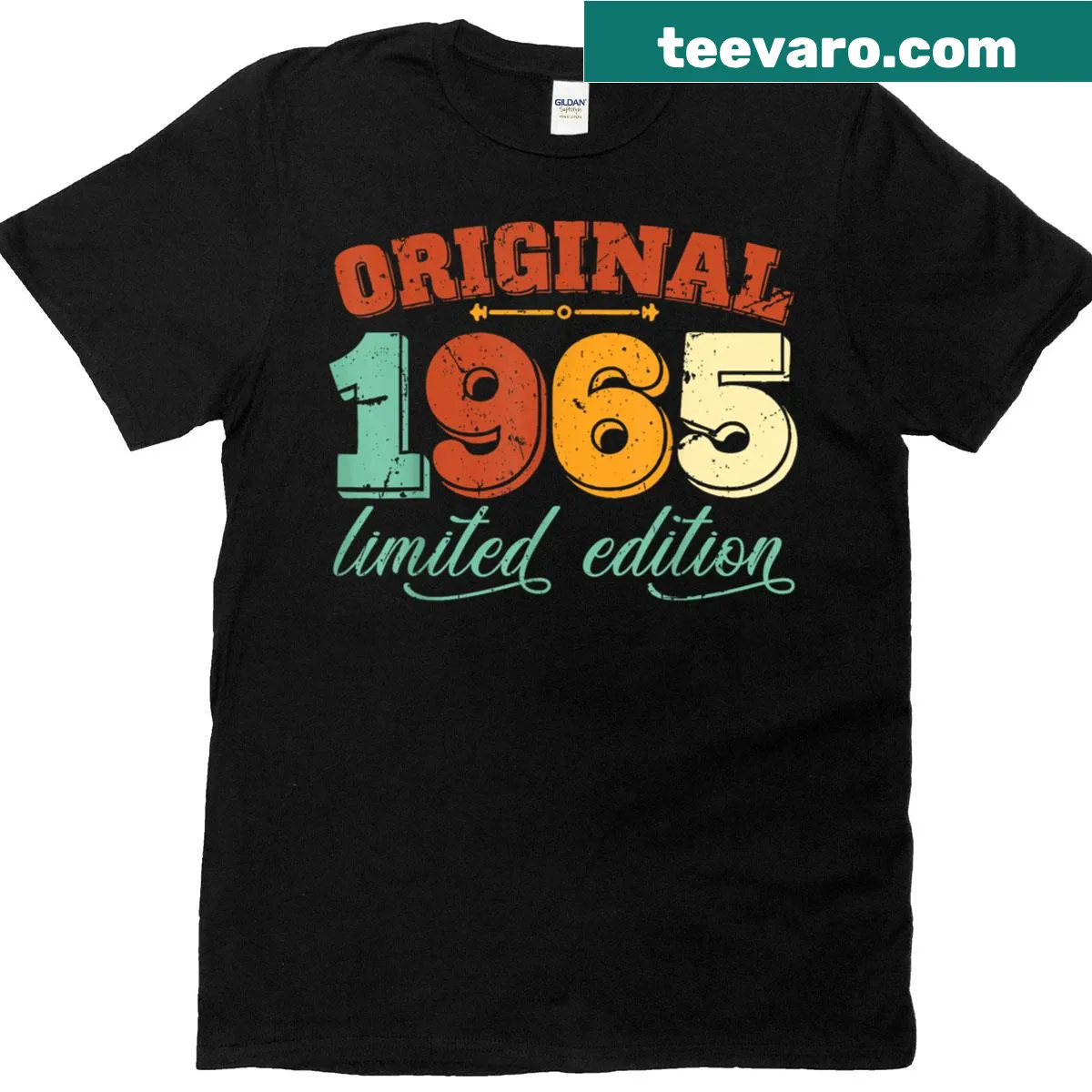 Funny 60th birthday t-shirt with '1965' text design — on a men's t-shirt