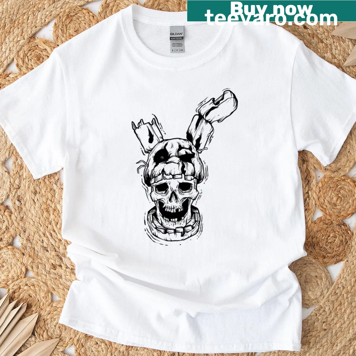 Linocut illustration of Springtrap t-shirt — on a men's t-shirt