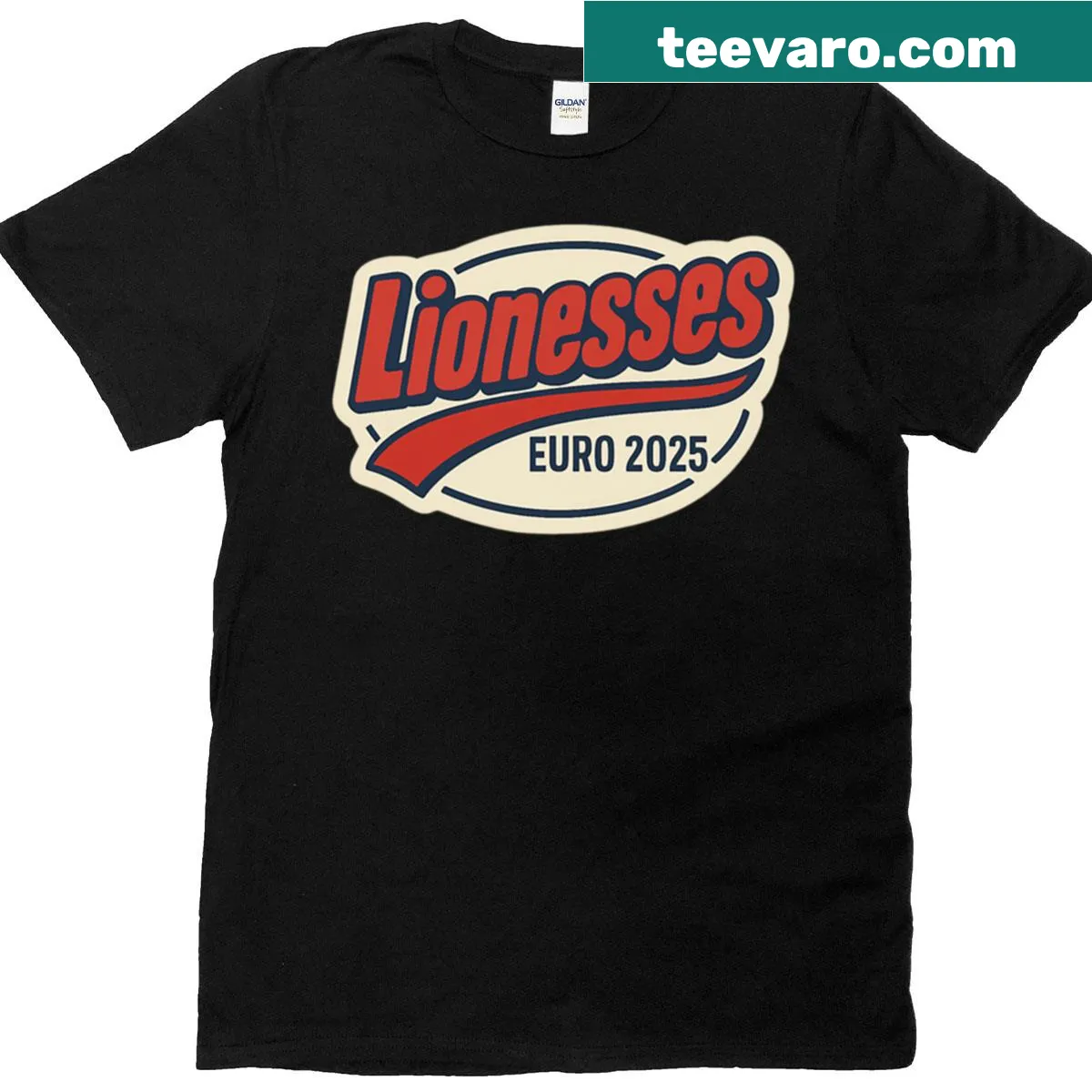 Retro Lionesses Euro 2025 football design for women's soccer fans — on a men's t-shirt