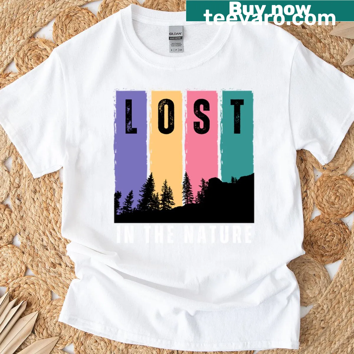 Nature-themed graphic on a T-shirt — on a men's t-shirt