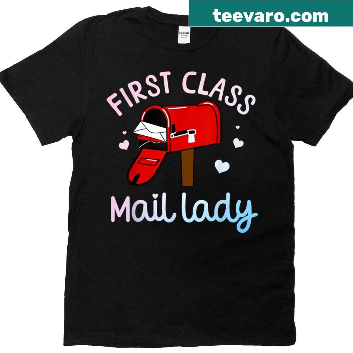 T-shirt honoring female mail carriers with bold text — on a men's t-shirt
